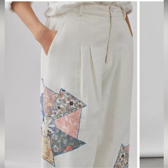 ANTHROPOLOGIE FOREVER THAT GIRL PALAZZO QUILTED PATCHWORK PANTS SIZE MEDIUM - Picture 4 of 16